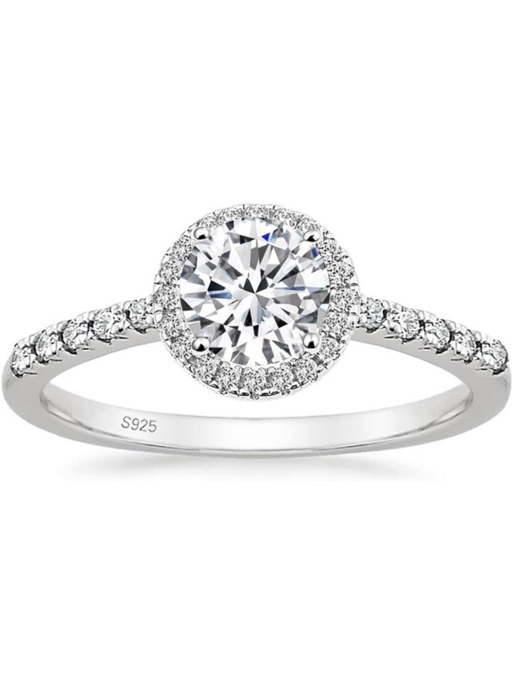 Elegant 925 Sterling Silver Round Cut Engagement Ring for Women - Timeless
